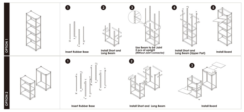 Boltless Rivet Shelf installation steps