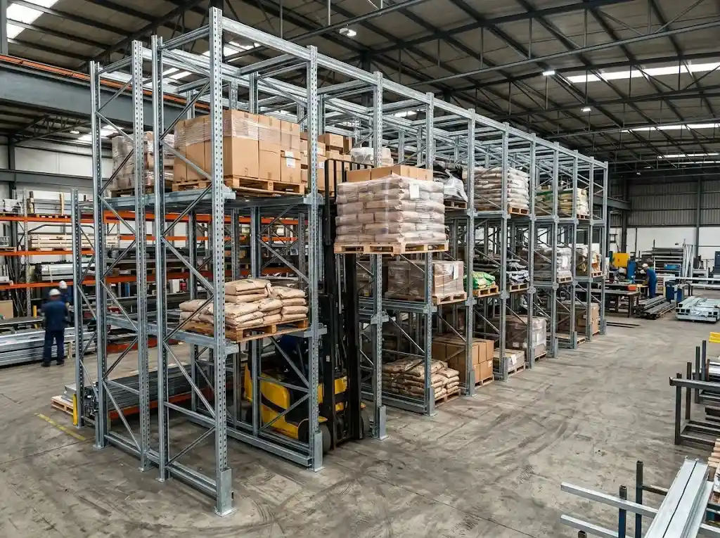 Galvanized Pallet Racking in a Factory for Drive in Systems